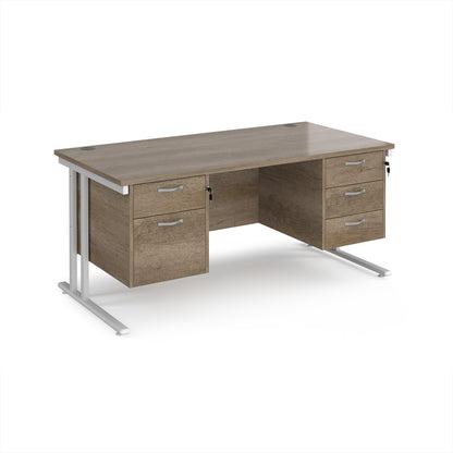 Maestro 25 cantilever 800mm deep desk with 2 & 3 drawer peds - MC16P23WHNO