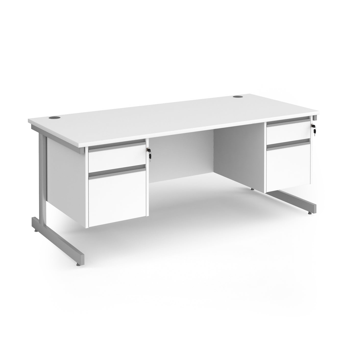 Contract 25 cantilever leg straight desk with 2 and 2 drawer peds - CC18S22-S-WH