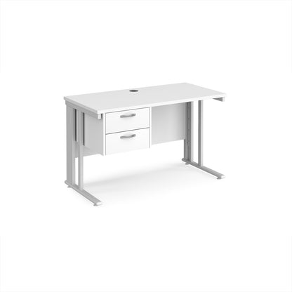 Maestro 25 cable managed 600mm deep desk with 2 drawer ped - MCM612P2WHWH