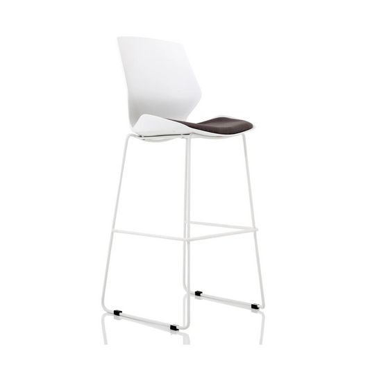 Florence White Frame Fabric Seat High Stool Chair