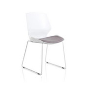 Florence Sled White Frame Fabric Seat Visitor Chair