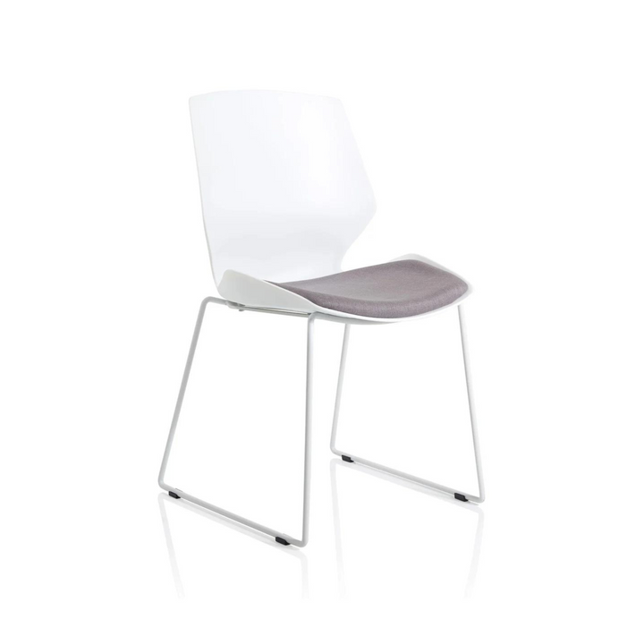 Florence Sled White Frame Fabric Seat Visitor Chair