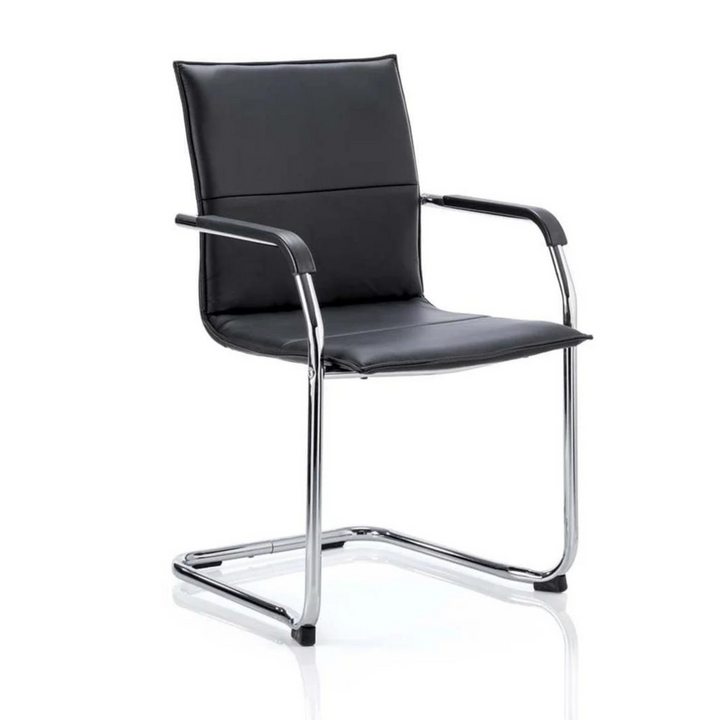 Echo Medium Back Leather Cantilever Visitor Chair with Arms