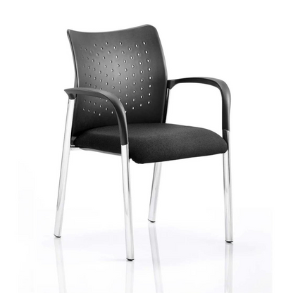 Academy Stacking Medium Back Visitor Office Chair - Black / With Arms / Black Nylon