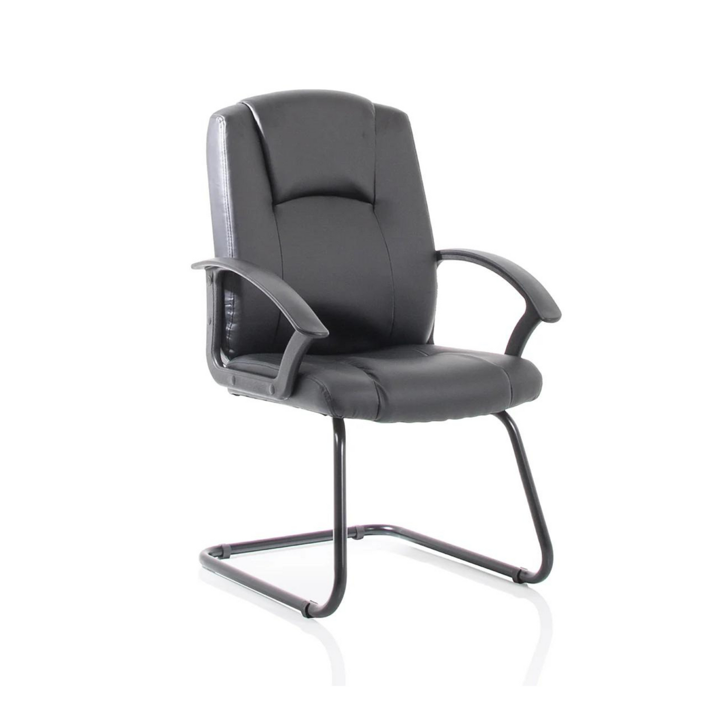 Bella Medium Back Black Bonded Leather Black Frame Cantilever Visitor Chair