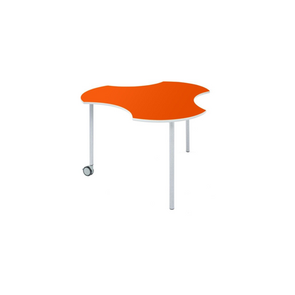Metalliform Connect Shaped Table with Castors - 940 x 890mm