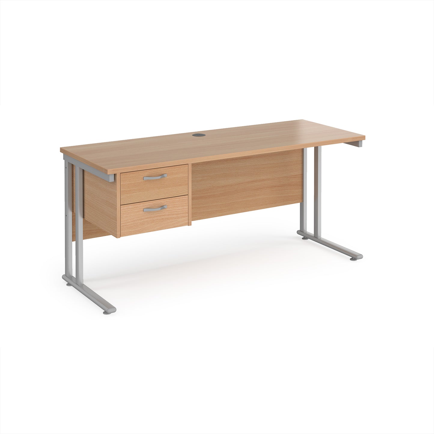 Maestro 25 cantilever 600mm deep desk with 2 drawer ped - MC616P2SB