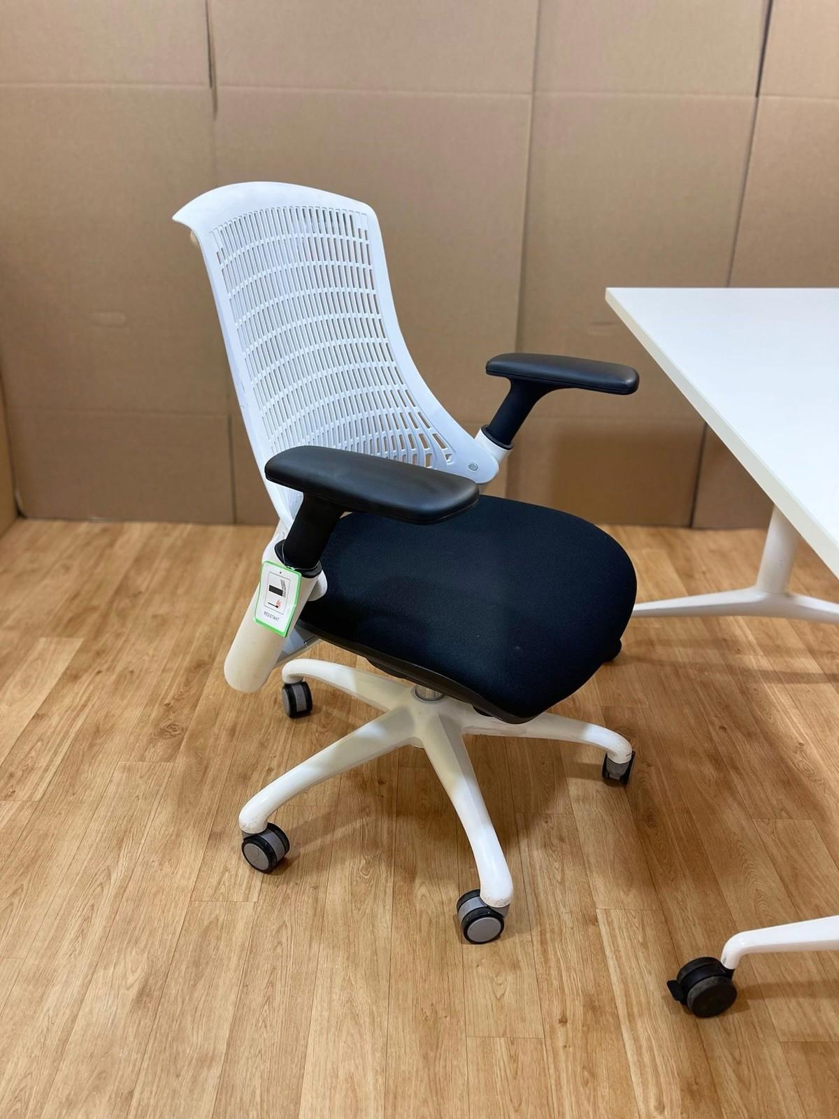 Flex Medium Back White Frame Task Operator Office Chair with Arms