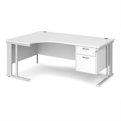 Maestro 25 cable managed left hand ergonomic desk with 2 drawer ped - MCM18ELP2WHWH