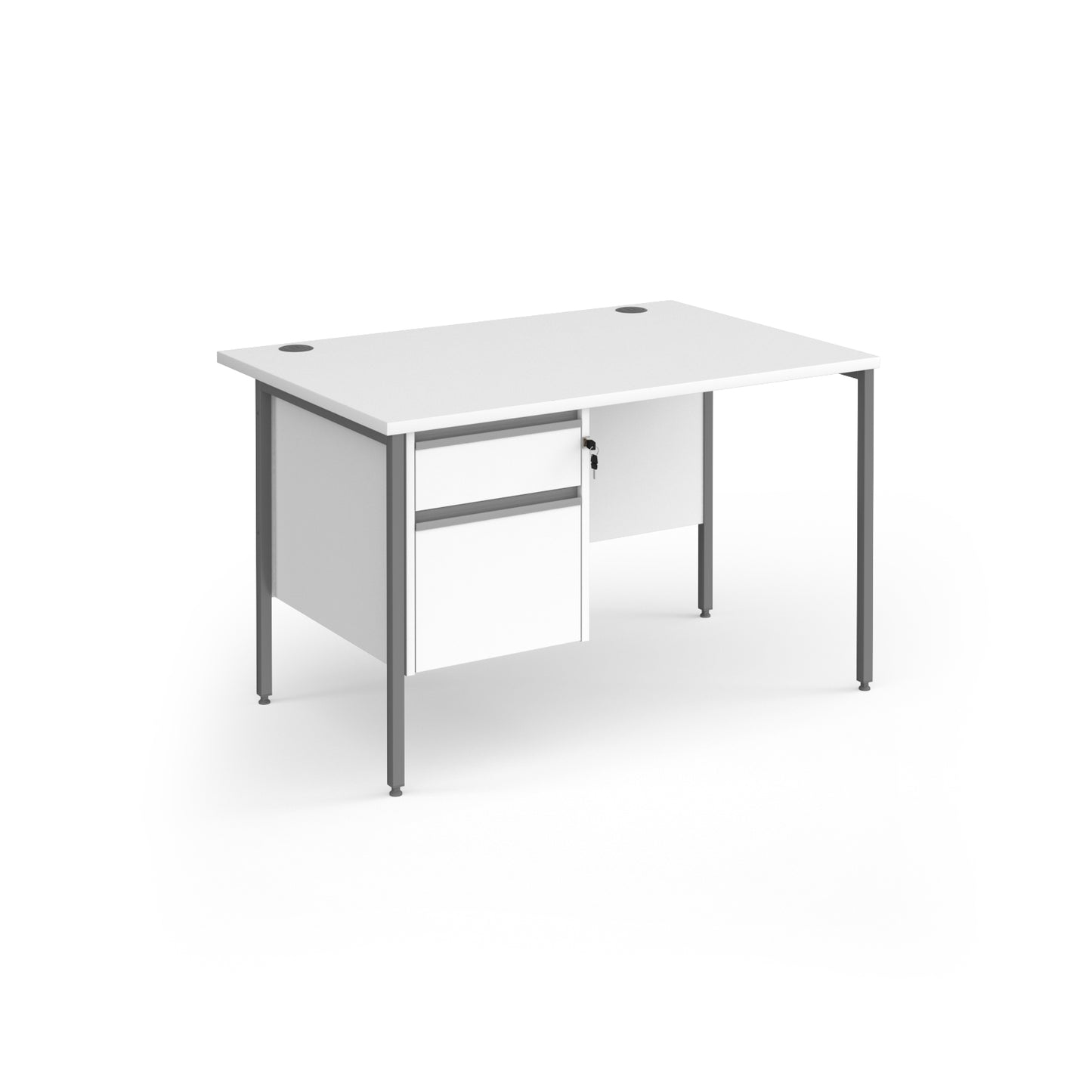 Contract 25 H-Frame straight desk with 2 drawer pedestal - CH12S2-G-WH