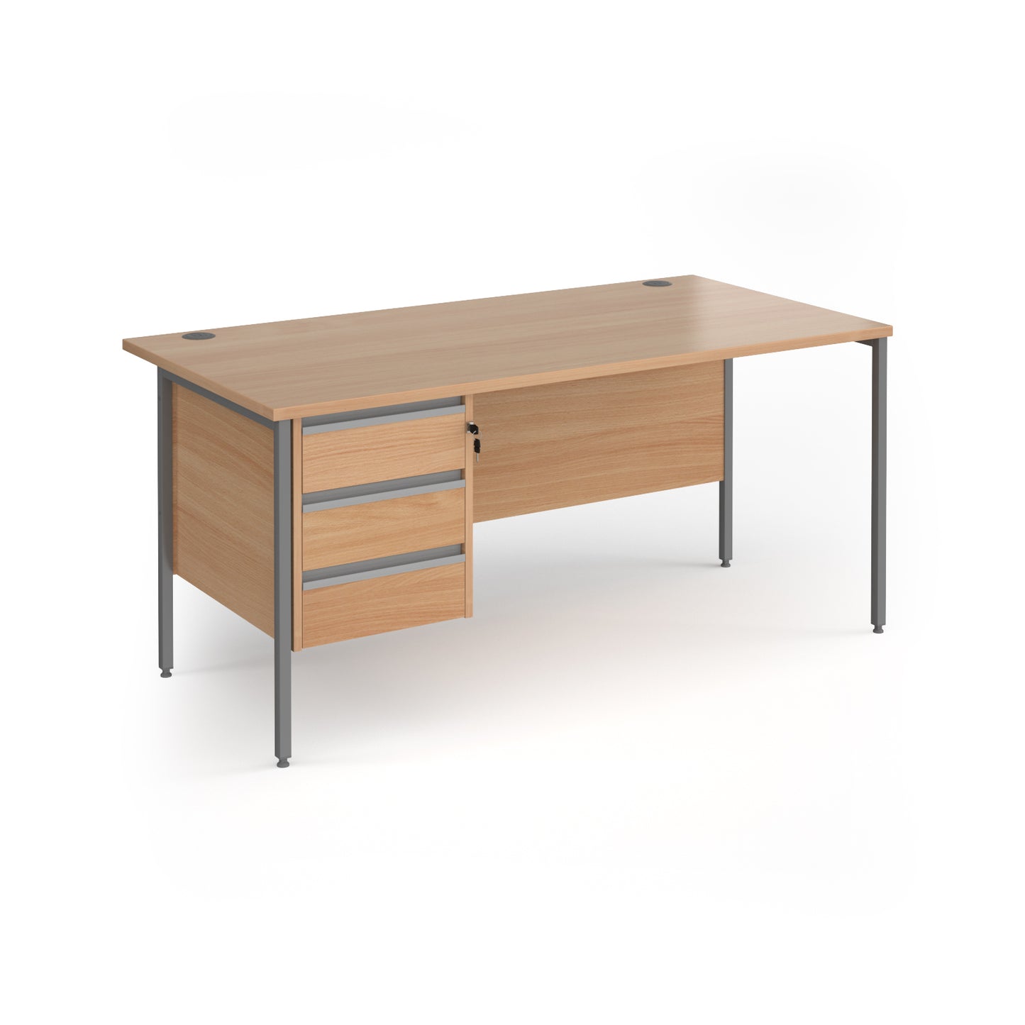 Contract 25 H-Frame straight desk with 3 drawer pedestal - CH16S3-G-B