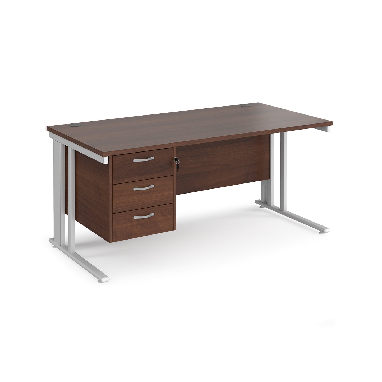 Maestro 25 cable managed 800mm deep desk with 3 drawer ped - MCM16P3WHW