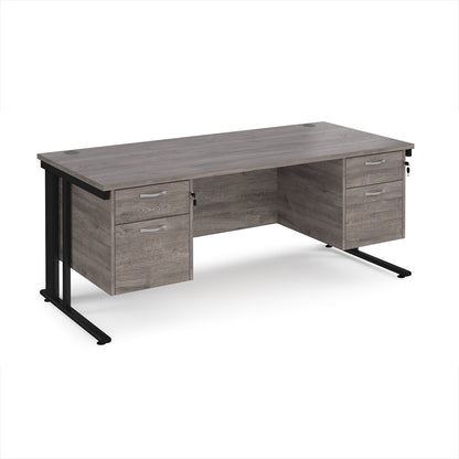 Maestro 25 cable managed 800mm deep desk with 2 x 2 drawer peds - MCM18P22KGO