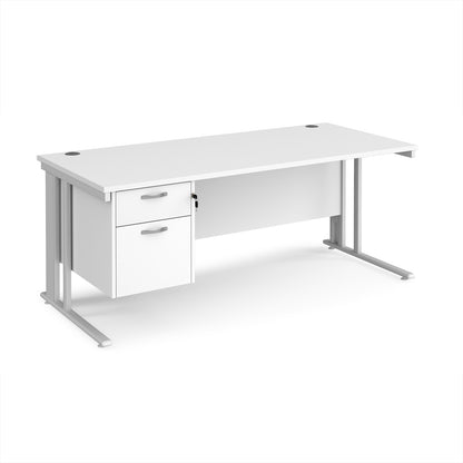Maestro 25 cable managed 800mm deep desk with 2 drawer ped - MCM18P2WHWH