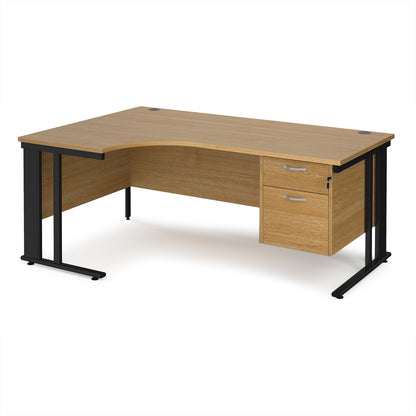 Maestro 25 cable managed left hand ergonomic desk with 2 drawer ped - MCM18ELP2KO