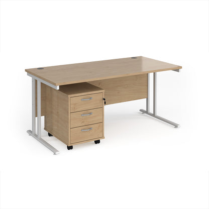 Maestro 25 desk 800mm with 3 drawer pedestal - SBWH316KO