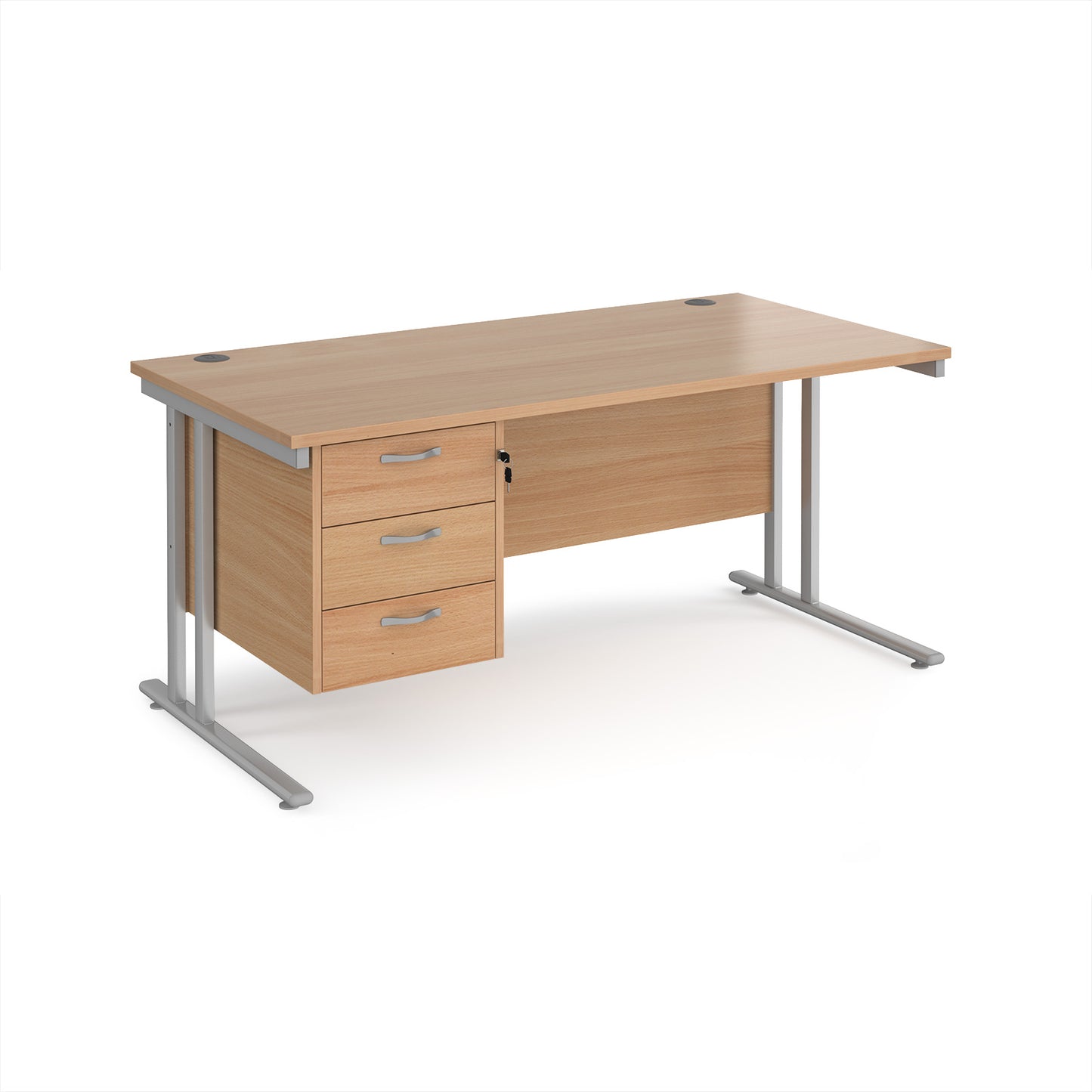 Maestro 25 cantilever 800mm deep desk with 3 drawer ped - MC16P3SB