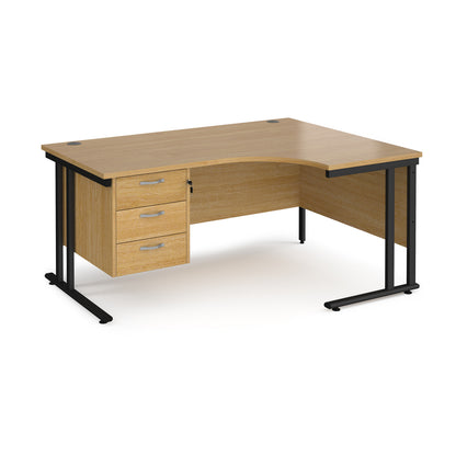 Maestro 25 cantilever right hand ergonomic desk with 3 drawer ped - MC16ERP3KO