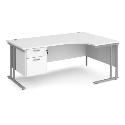 Maestro 25 cantilever right hand ergonomic desk with 2 drawer ped - MC18ERP2SWH