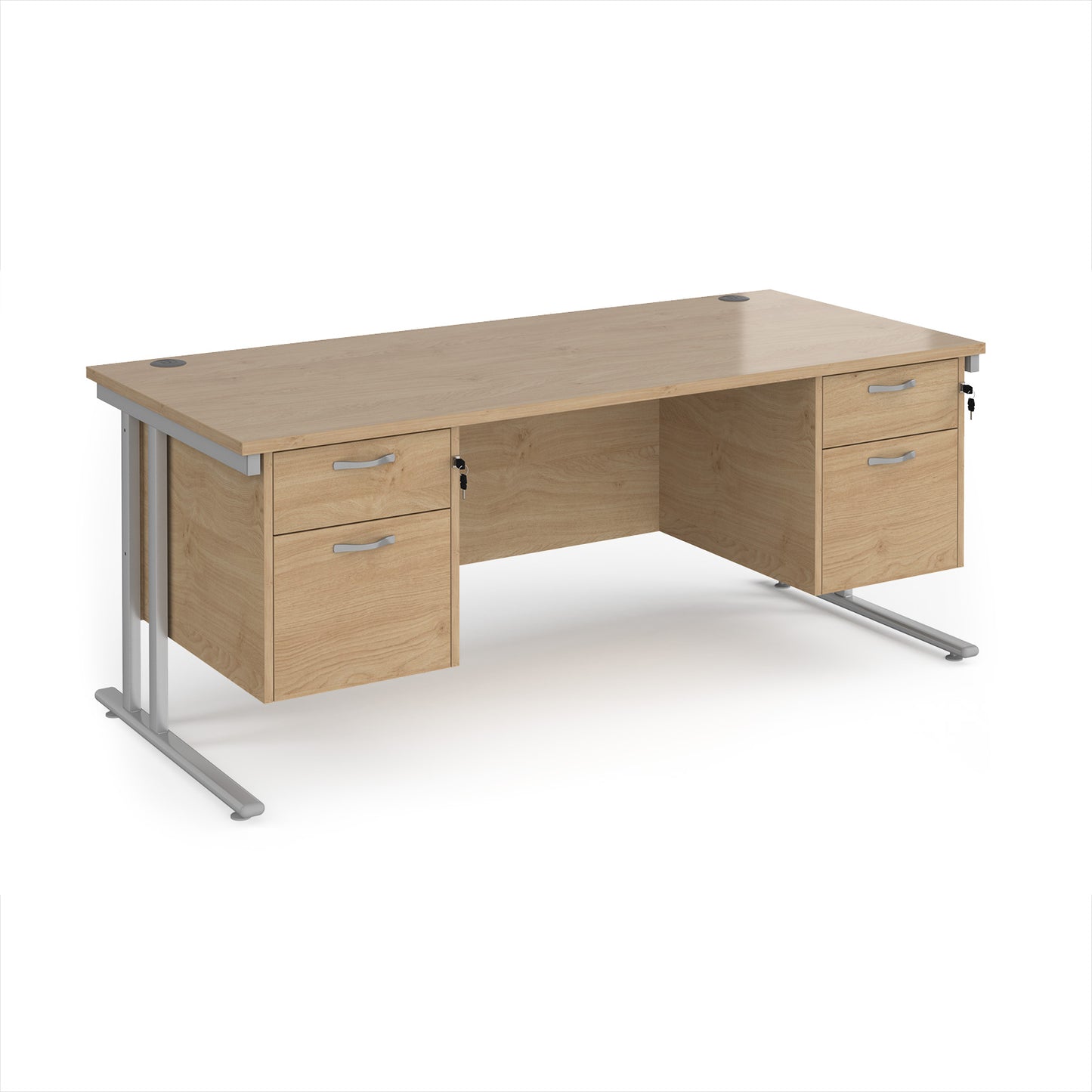 Maestro 25 cantilever 800mm deep desk with 2 x 2 drawer peds - MC18P22SKO