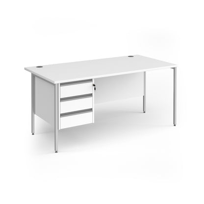 Contract 25 H-Frame straight desk with 3 drawer pedestal - CH16S3-S-WH