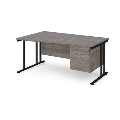 Maestro 25 cantilever left hand wave desk with 2 drawer ped - MC16WLP2KGO