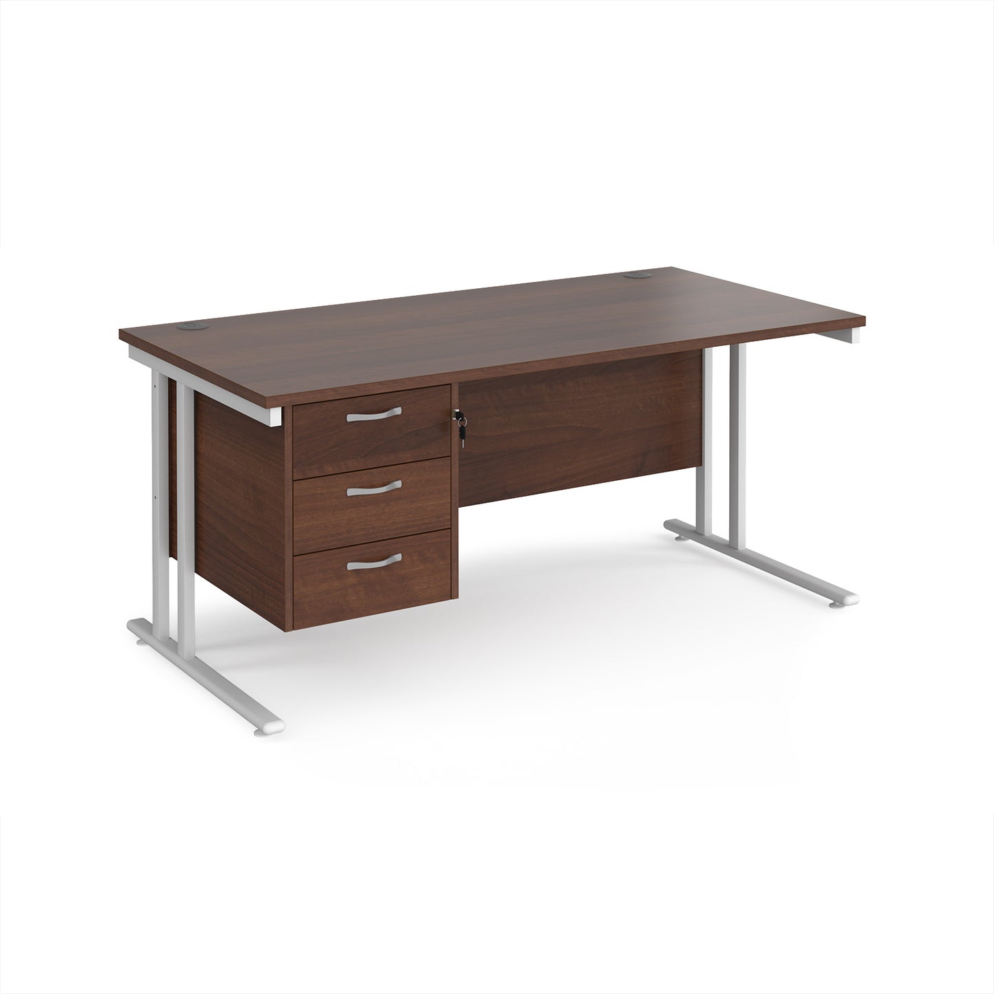 Maestro 25 cantilever 800mm deep desk with 3 drawer ped - MC16P3WHW