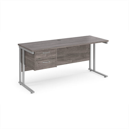 Maestro 25 cantilever 600mm deep desk with 2 drawer ped - MC616P2SGO