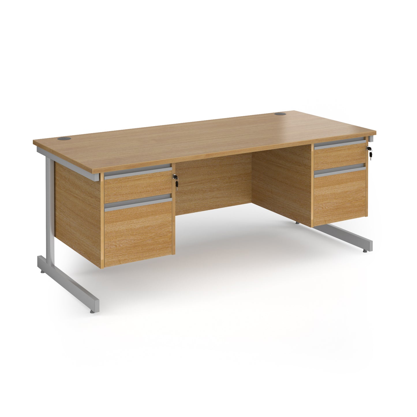 Contract 25 cantilever leg straight desk with 2 and 2 drawer peds - CC18S22-S-O