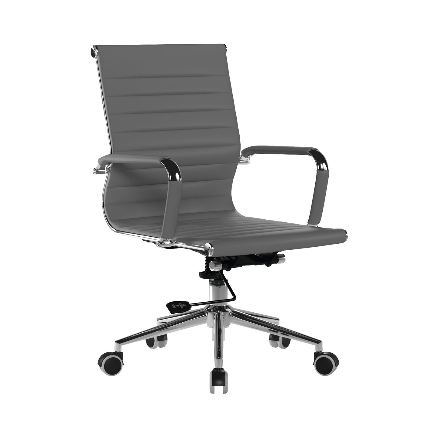 Contemporary Medium Back Bonded Leather Executive Armchair with Chrome Base