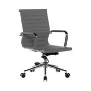 Contemporary Medium Back Bonded Leather Executive Armchair with Chrome Base