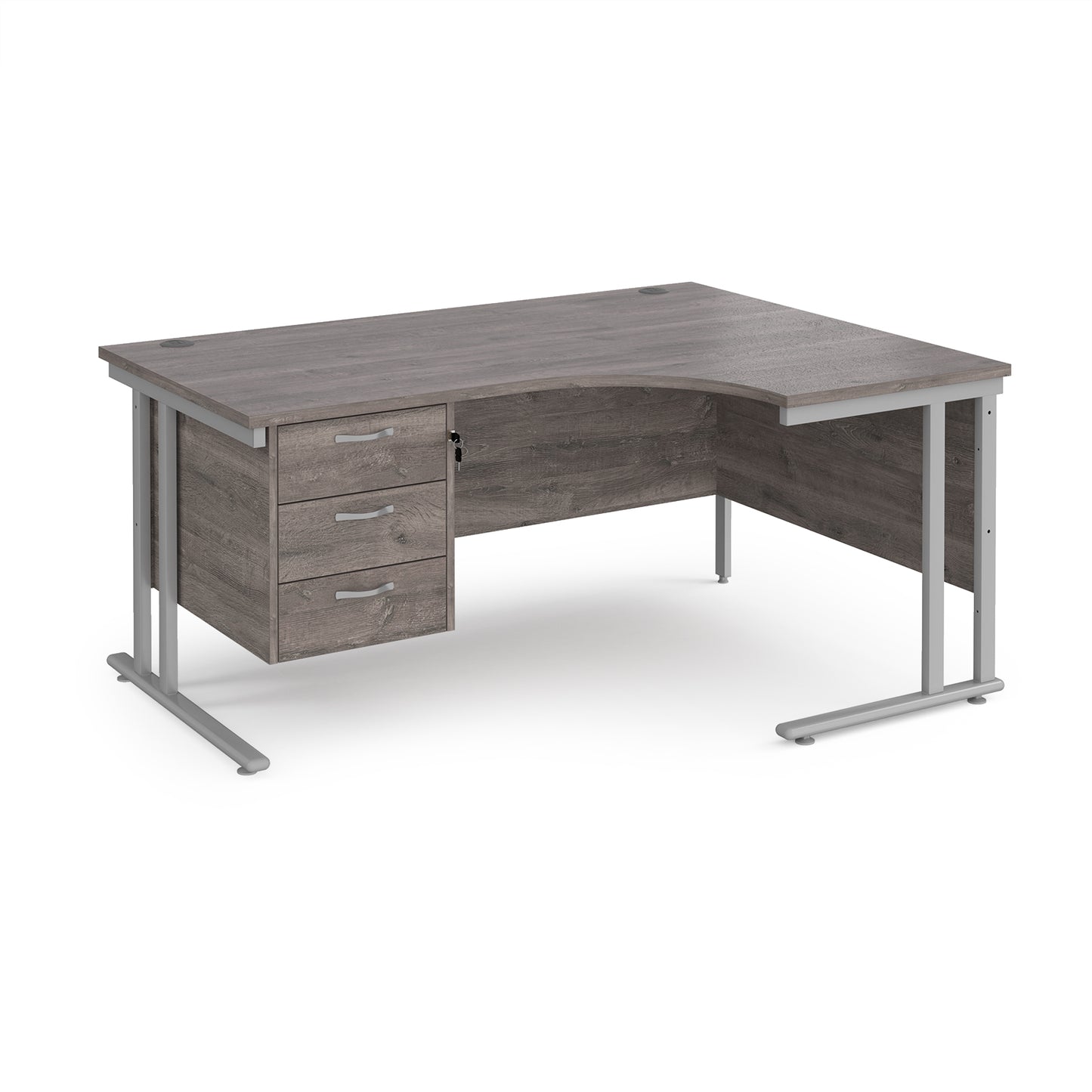 Maestro 25 cantilever right hand ergonomic desk with 3 drawer ped - MC16ERP3SGO