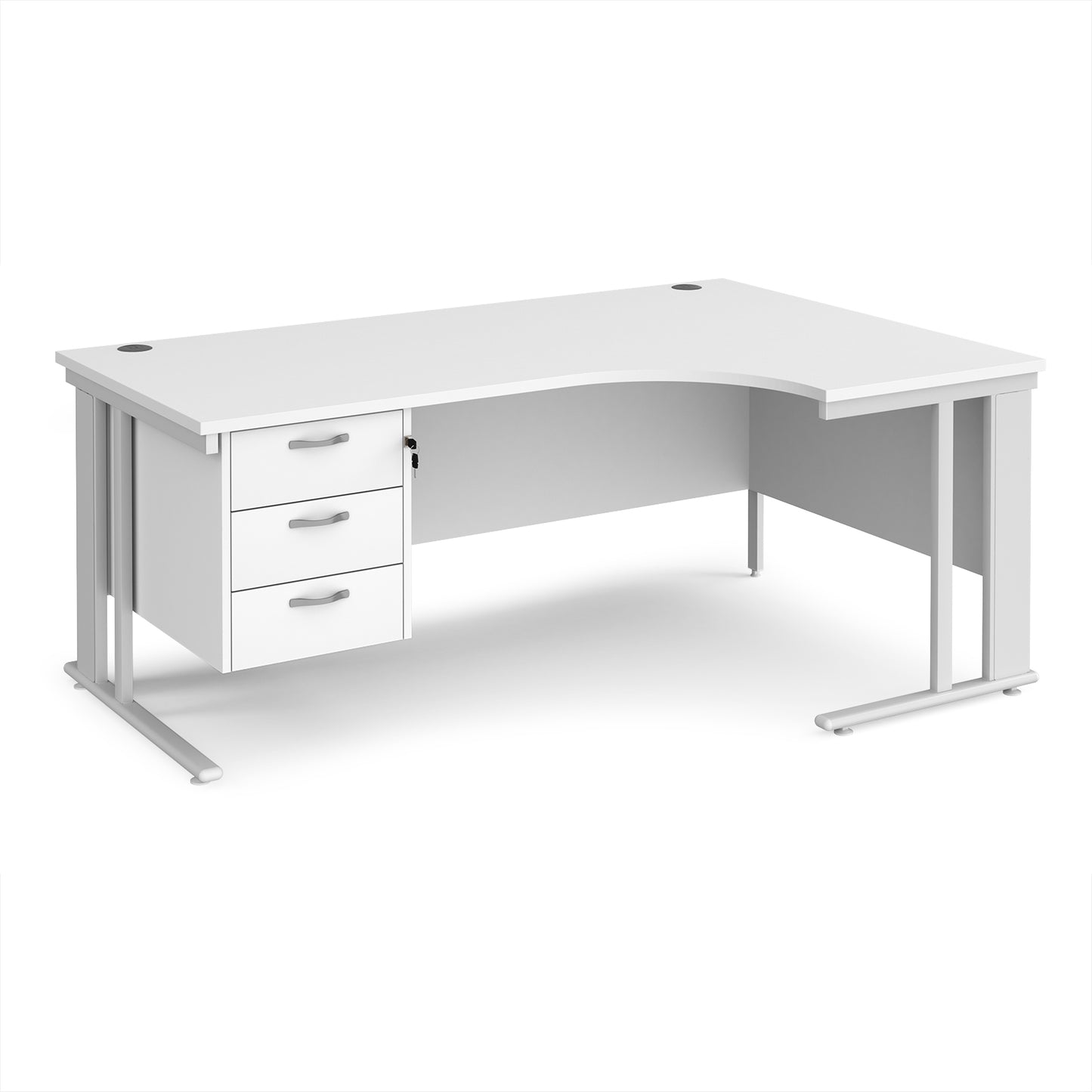 Maestro 25 cable managed right hand ergonomic desk with 3 drawer ped - MCM18ERP3WHWH
