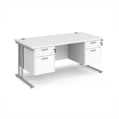 Maestro 25 cantilever 800mm deep desk with 2 x 2 drawer peds - MC16P22SWH