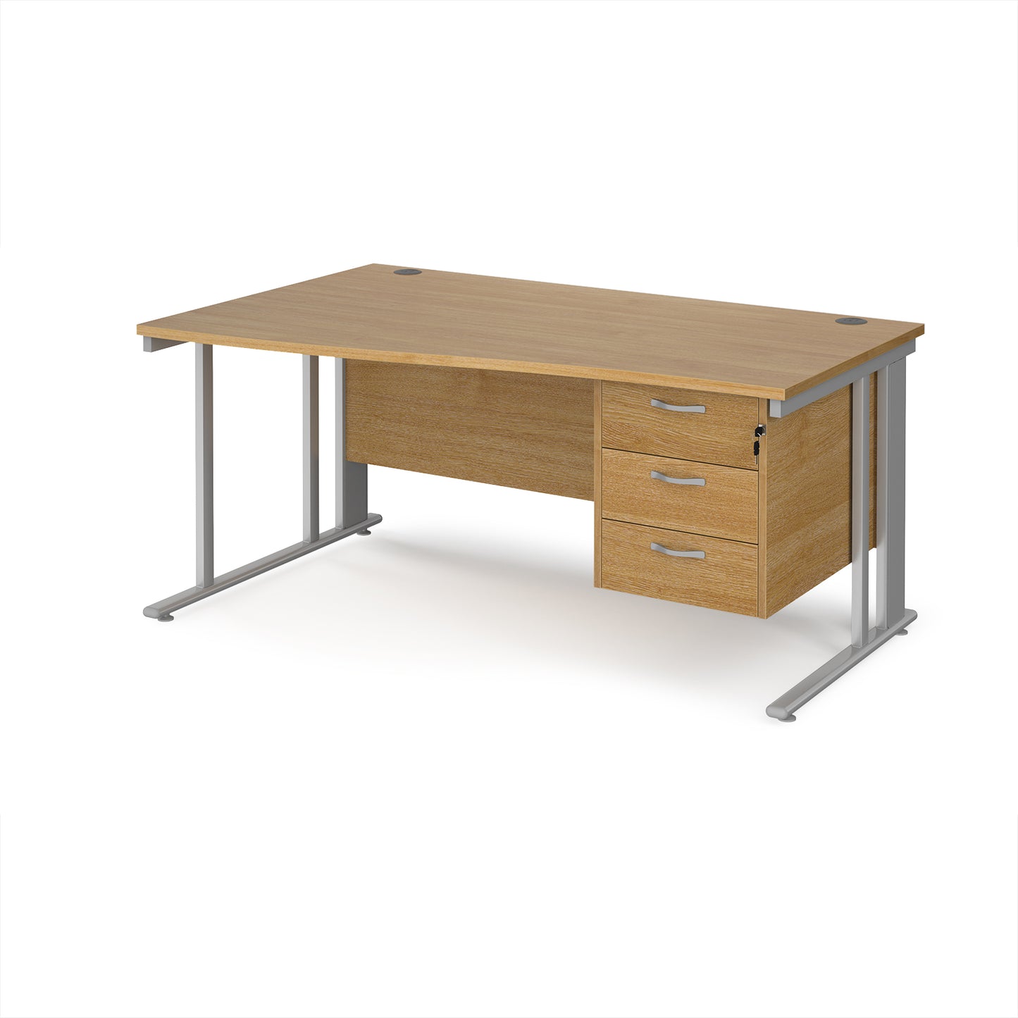 Maestro 25 cable managed left hand wave desk with 3 drawer ped - MCM16WLP3SO