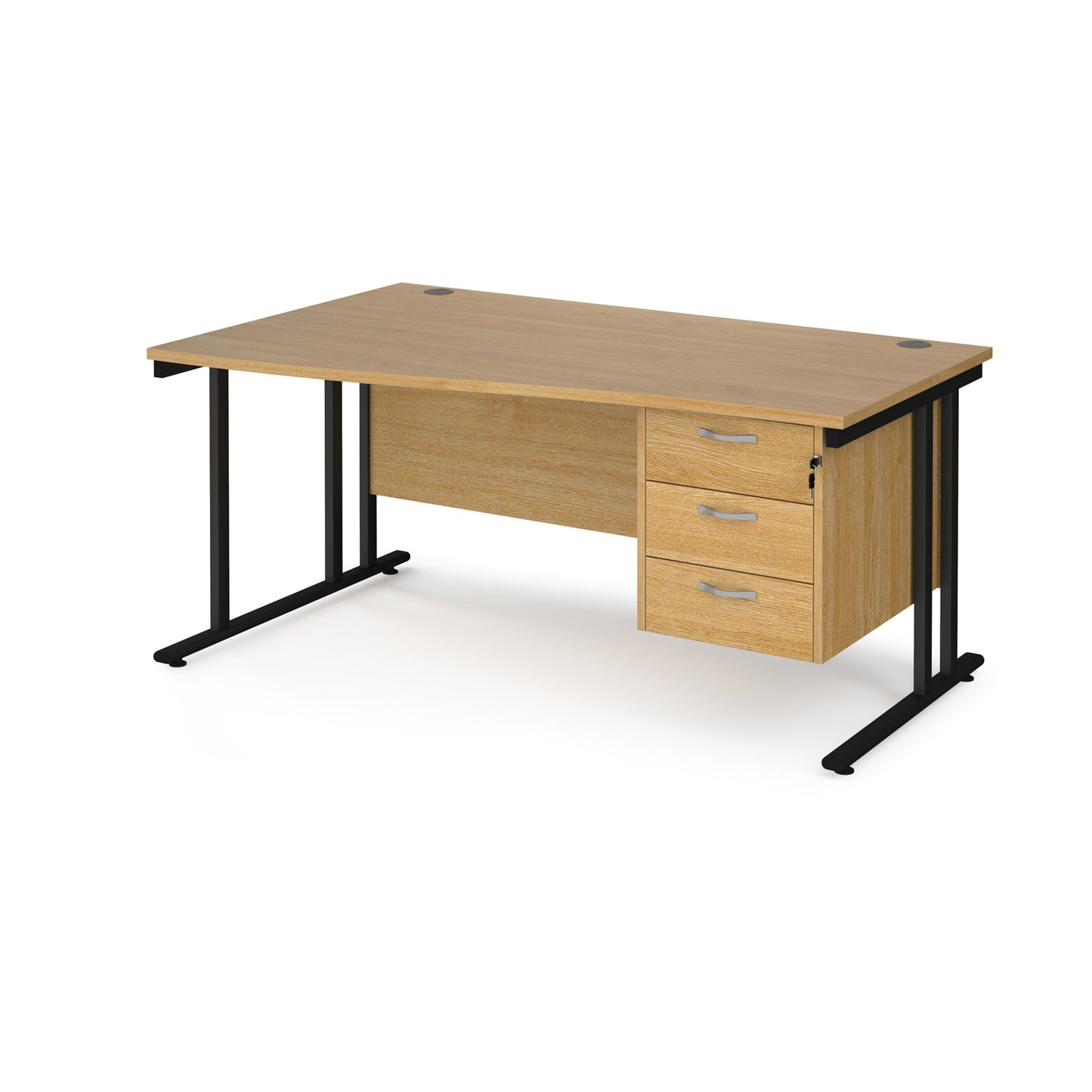 Maestro 25 cantilever left hand wave desk with 3 drawer ped - MC16WLP3KO