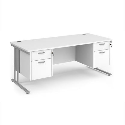 Maestro 25 cantilever 800mm deep desk with 2 x 2 drawer peds - MC18P22SWH