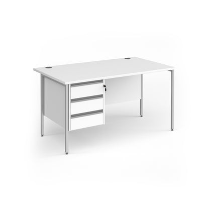 Contract 25 H-Frame straight desk with 3 drawer pedestal - CH14S3-S-WH