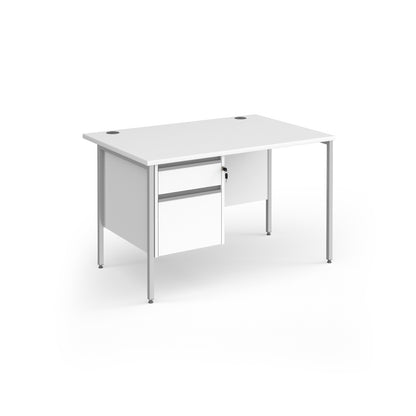 Contract 25 H-Frame straight desk with 2 drawer pedestal - CH12S2-S-WH