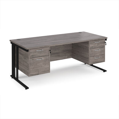 Maestro 25 cable managed 800mm deep desk with 2 & 3 drawer peds - MCM18P23KGO