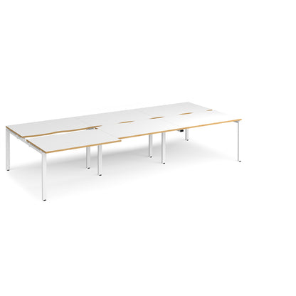 Adapt sliding top triple B2B desks 1600mm deep - STE3616-WH-WO