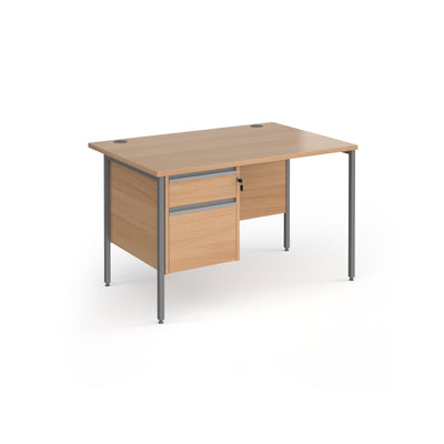 Contract 25 H-Frame straight desk with 2 drawer pedestal - CH12S2-G-B