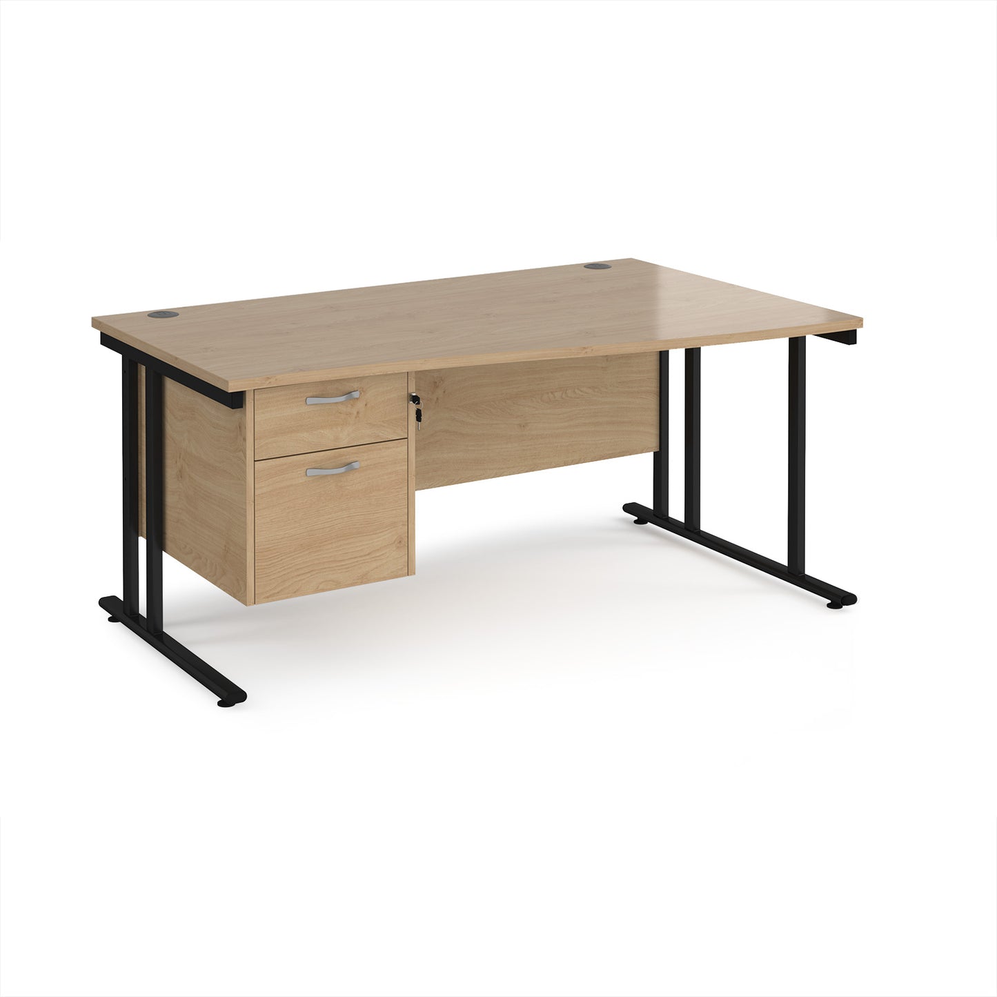 Maestro 25 cantilever right hand wave desk with 2 drawer ped - MC16WRP2KKO