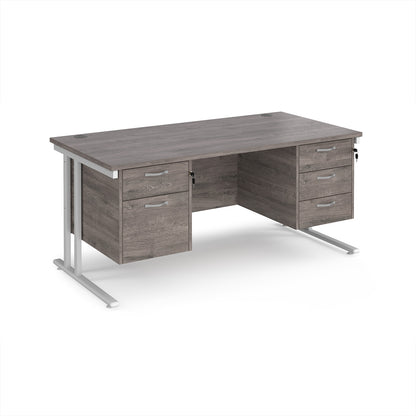 Maestro 25 cantilever 800mm deep desk with 2 & 3 drawer peds - MC16P23WHGO