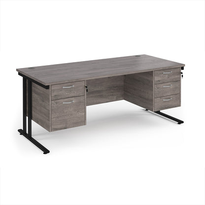 Maestro 25 cantilever 800mm deep desk with 2 & 3 drawer peds - MC18P23KGO