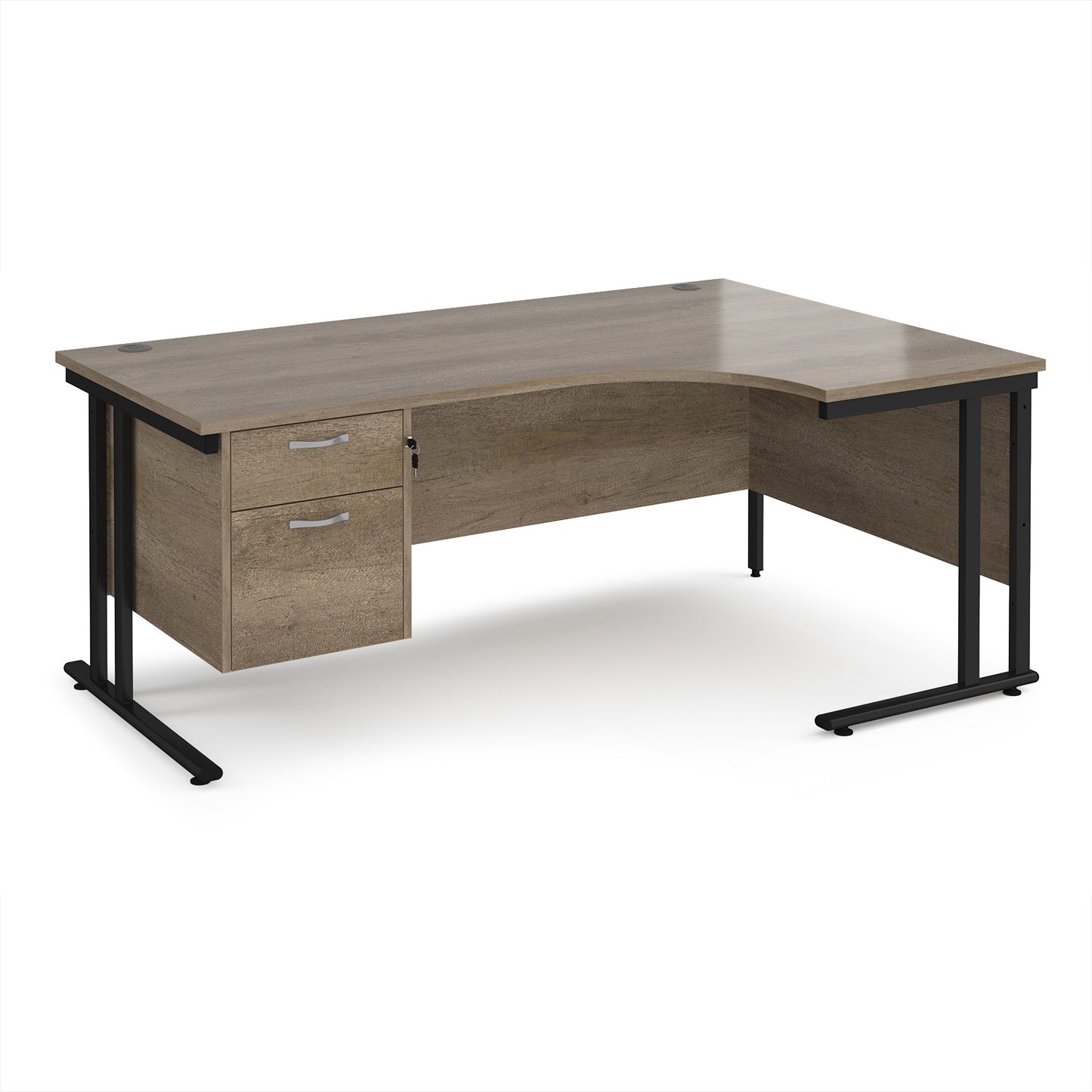 Maestro 25 cantilever right hand ergonomic desk with 2 drawer ped - MC18ERP2KNO