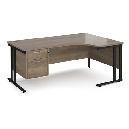 Maestro 25 cantilever right hand ergonomic desk with 2 drawer ped - MC18ERP2KNO