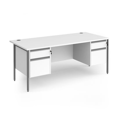 Contract 25 H-Frame straight desk with 2 and 2 drawer peds - CH18S22-G-WH