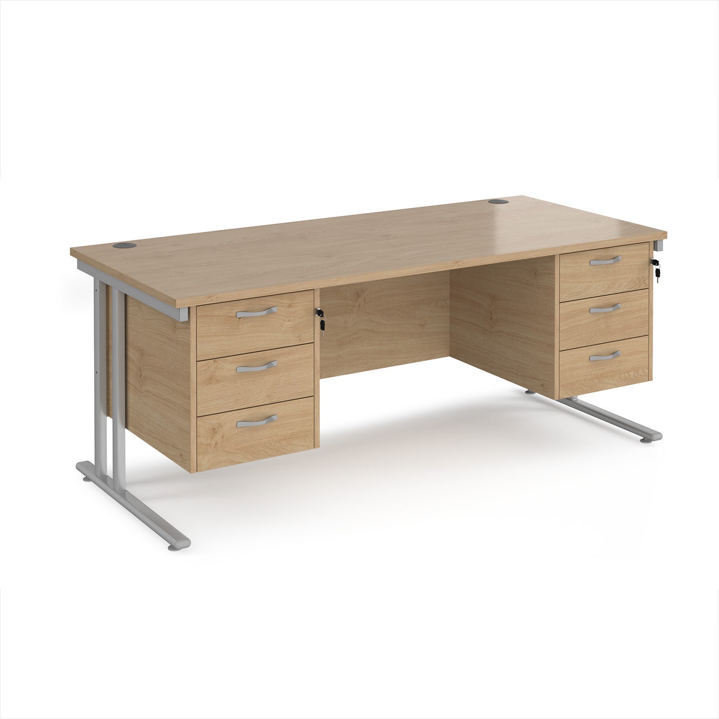 Maestro 25 cantilever 800mm deep desk with 2 x 3 drawer peds - MC18P33SKO