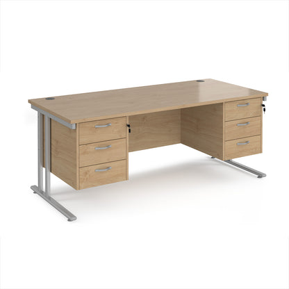 Maestro 25 cantilever 800mm deep desk with 2 x 3 drawer peds - MC18P33SKO